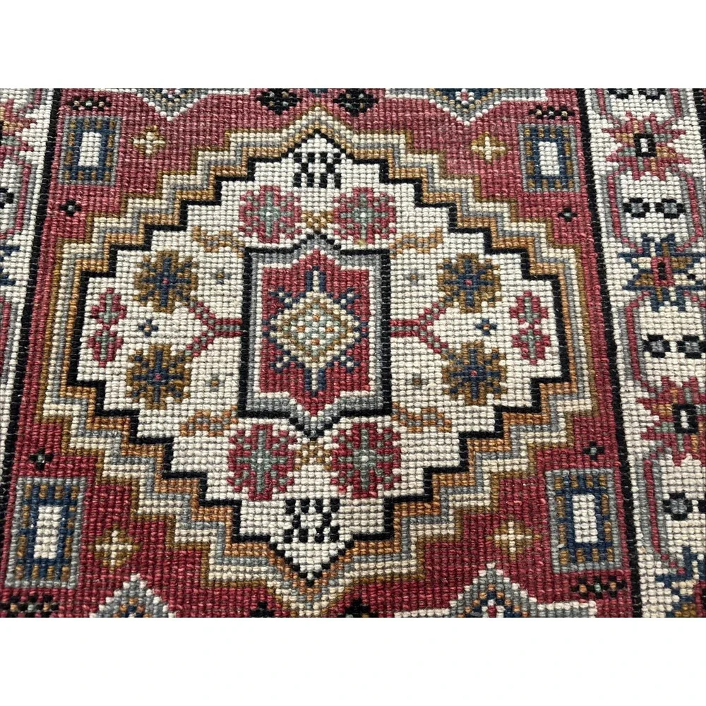 Hand Knotted Afghan Tribal Kazak Hallway Runner Red Small Geometric Rug 2'X 6.6'